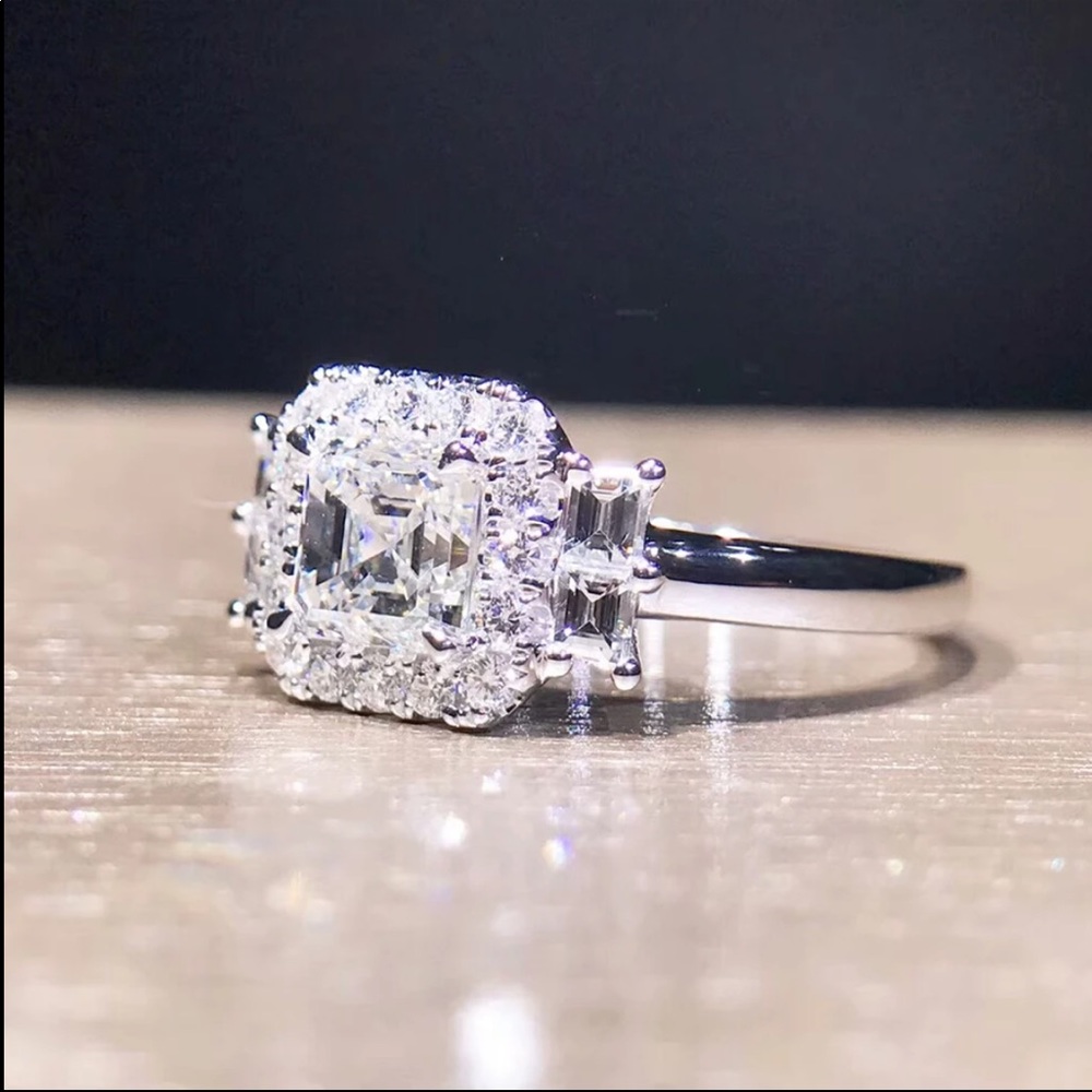 New 925 Silver Dainty Square Cut Diamond Ring 💍 - Picture 5 of 5